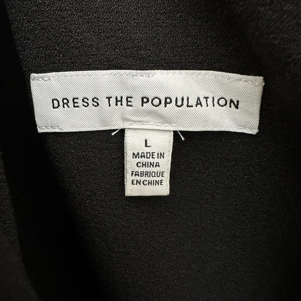 NEW Dress the Population Tiffany Midi Dress One Shoulder Bow Women Black L - Picture 7 of 7